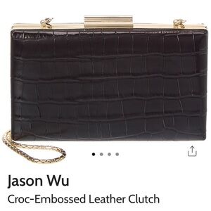 NWT JASON WU evening bag-croc emboss-leather-goldtone hrdwr-sleek/sophisticated